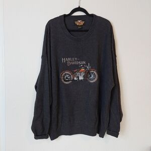 Vintage Harley Davidson Motorcycle Gray Knit Pullover‎ Sweater Men’s Size XXXL